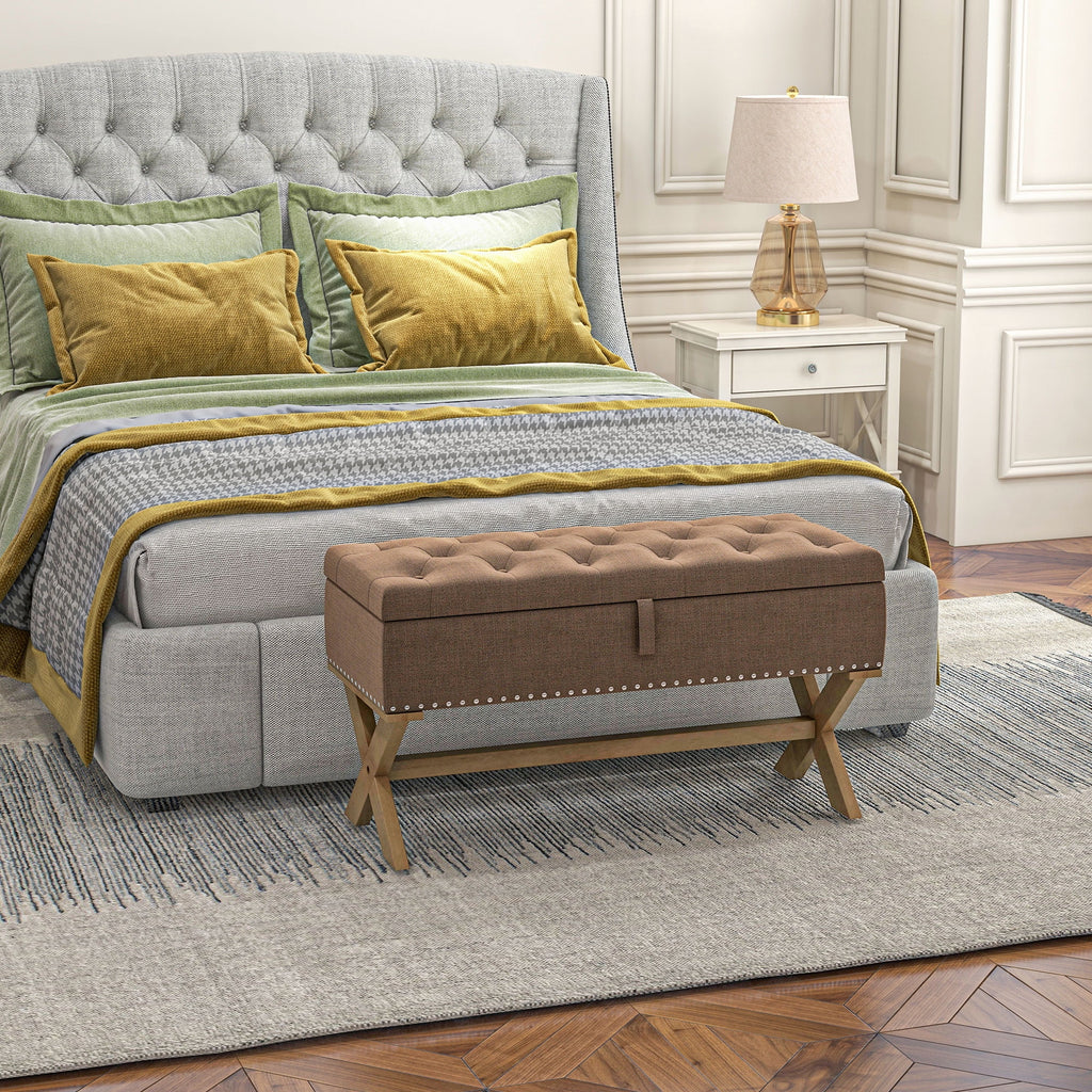 Upholstered Bench with Wood Legs Z17196