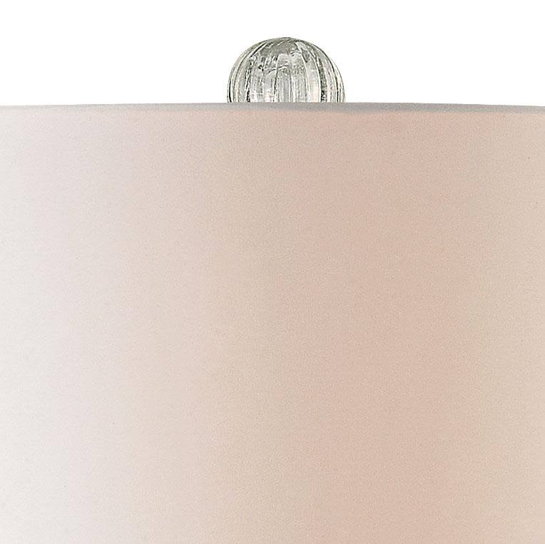 Light Blue Glass Table Lamp with White Faux Silk Shade L1551