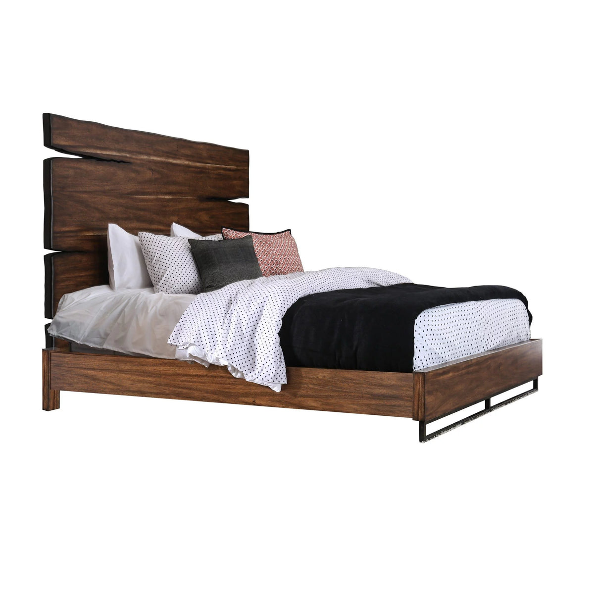 Dark Walnut & Dark Oak Solid Wood Queen Bedroom Set 3pcs C838