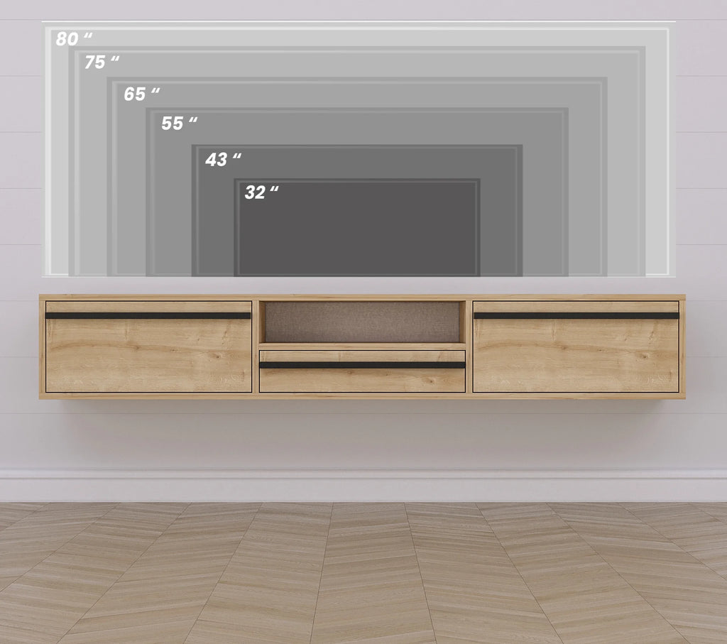 71" Wall Mounted Floating Entertainment Media Console D2041