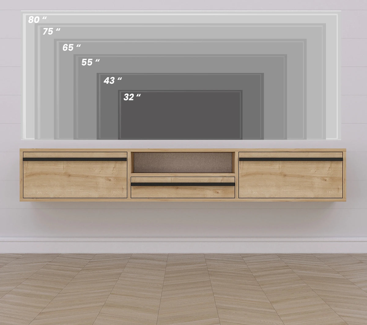 71" Wall Mounted Floating Entertainment Media Console D2041