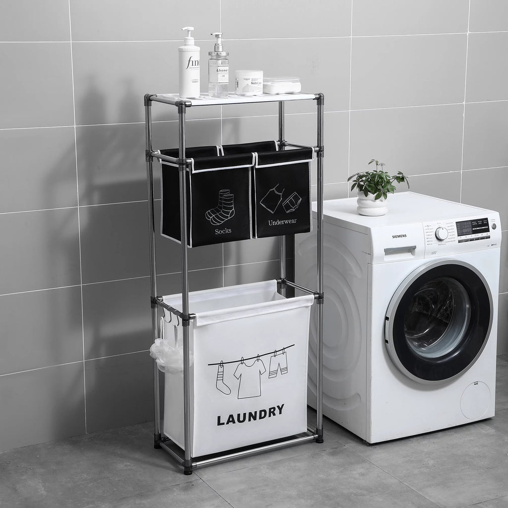3-Tier Laundry Sorter Hamper with 4 Removable Bags O856738