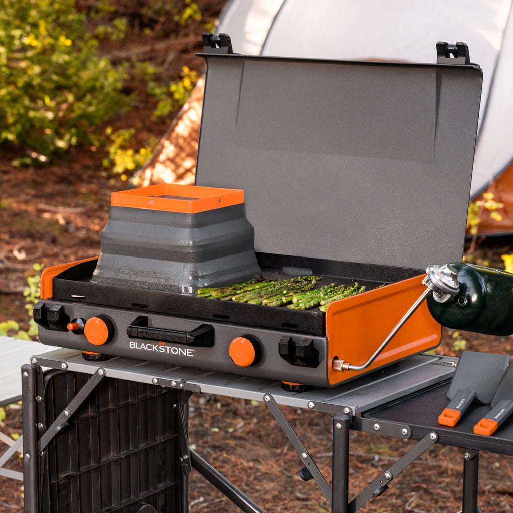2-Burner Propane Camping Griddle with Hood and Handle Y40383