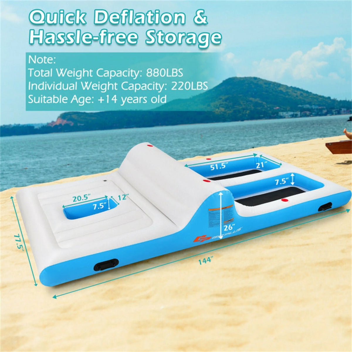 Floating 4 Person Inflatable Lounge Raft M754