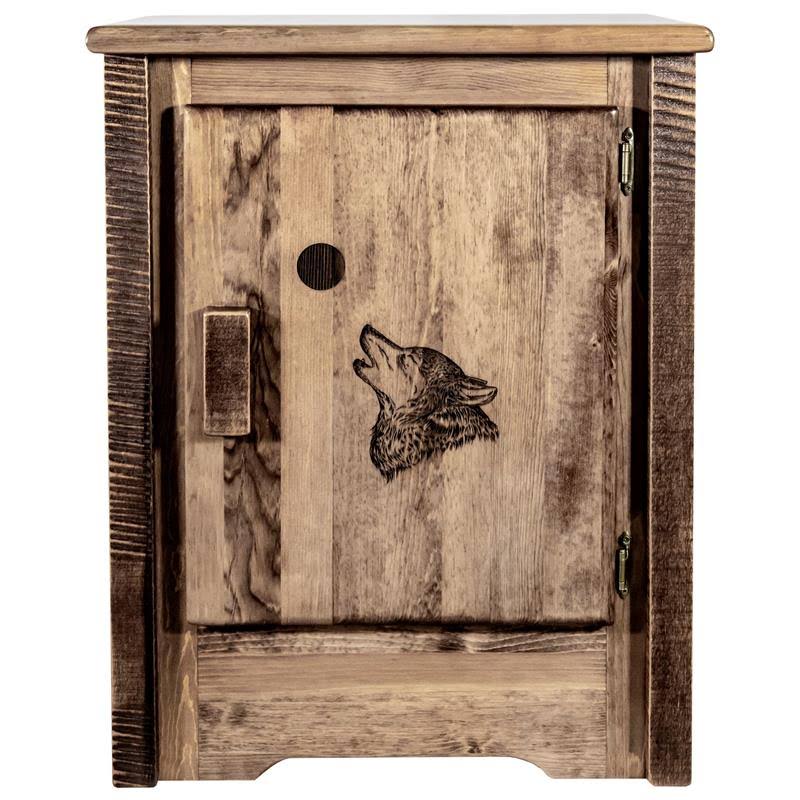 Accent Cabinet with Laser Engraved Wolf Design V3183