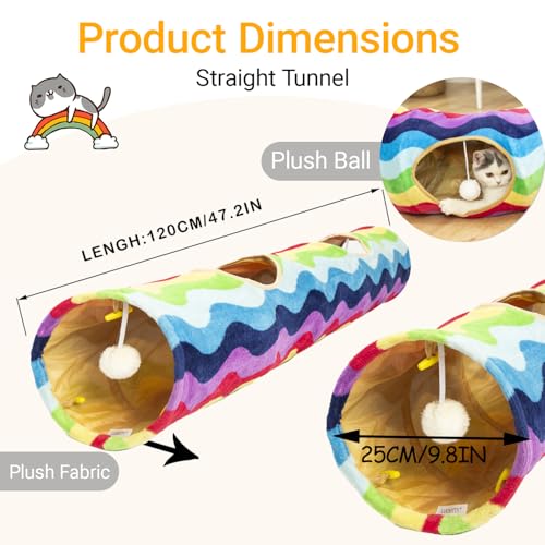 Large Cat Tunnel Bed with Toy Balls and Cushion, Gray Star Pattern F25681