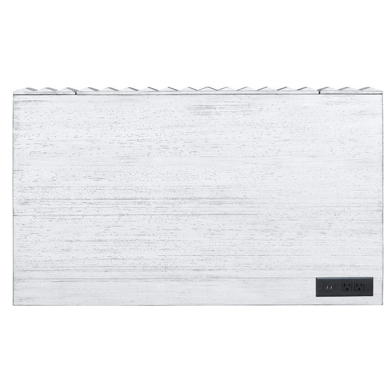 White Wood Writing Desk with USB Port T470