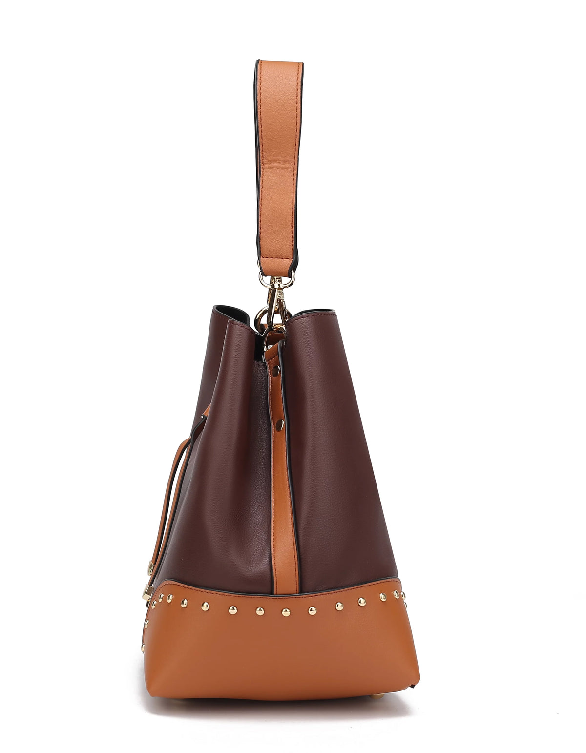 Black Vegan Leather Bucket Bag & Wristlet Wallet 2-Piece Set Q231573