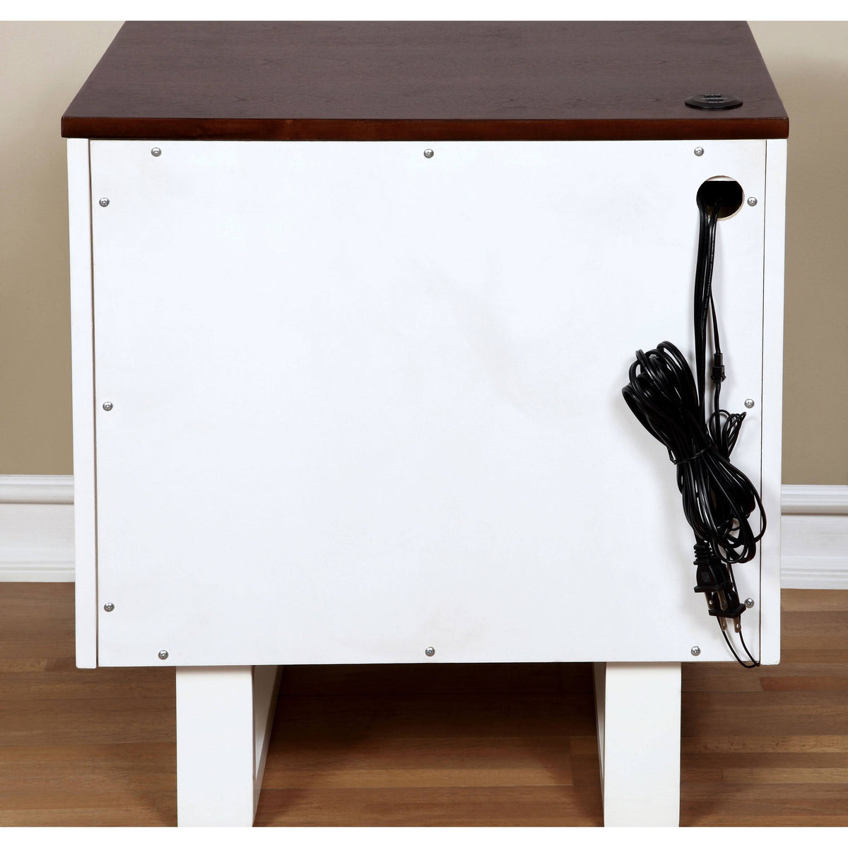 White Solid Wood 1 Drawer Nightstand P683793