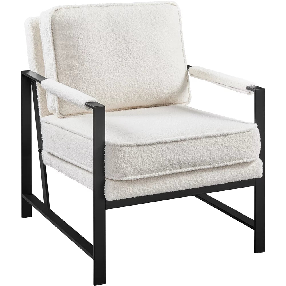 Brown Faux Leather Accent Chair with Metal Frame D473