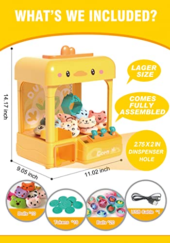 Large Claw Machine with Prizes, Adjustable Sound & Light, Mini Electronic Arcade Game Dispenser Toy F1669