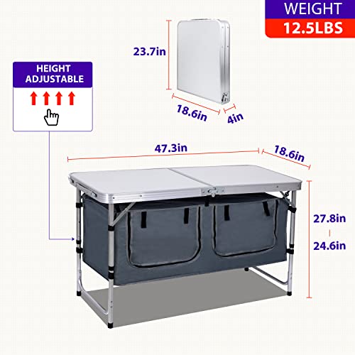 Adjustable Folding Camping Table with Carry Handle L185704