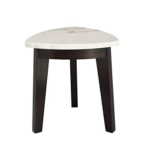 White Marble Top End Table with Black Base T90554