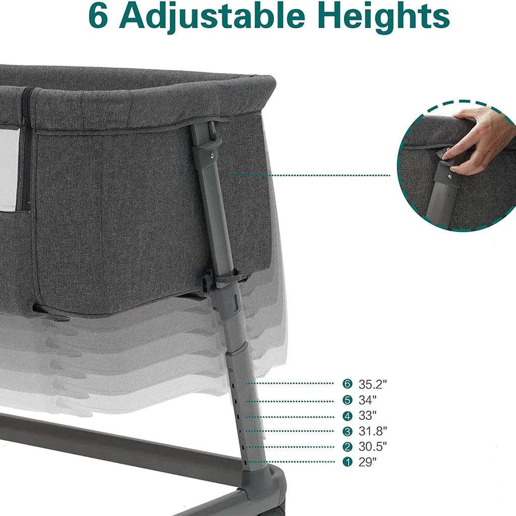 Grey Bassinet with Wheels and Folding Frame G523348