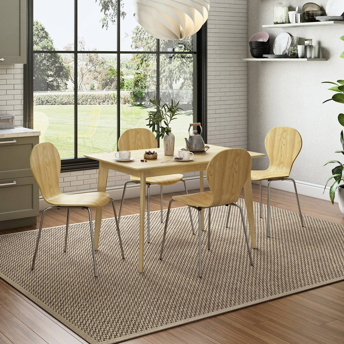 Mid Century Modern Armless Dining Chair Set of 4 Natural S251362