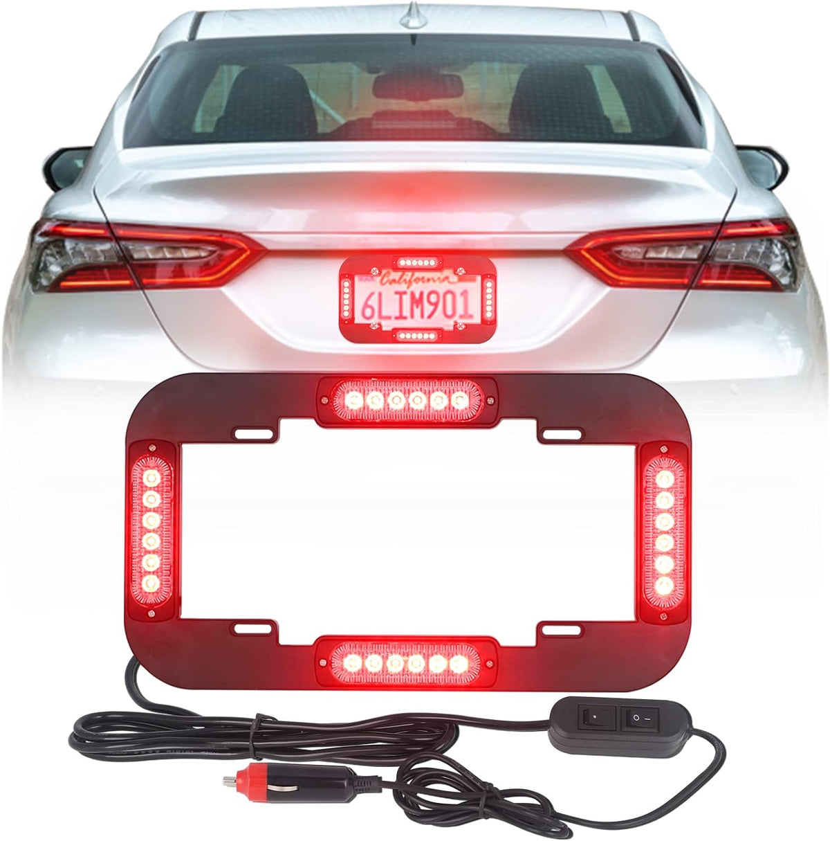 Amber and White 13.5 inch 24 LED Emergency Strobe Lights Pack of 2 T3318