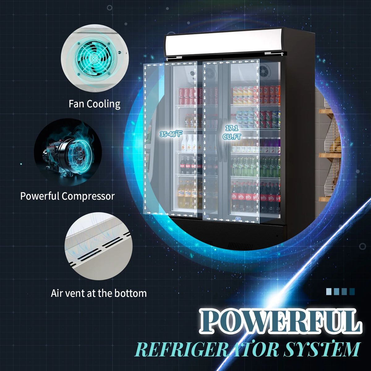 38'' Commercial Beverage Display Refrigerator with 2 Glass Doors P62792