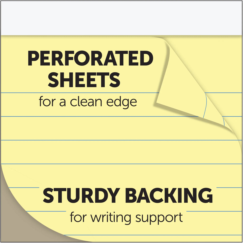 Perforated Writing Pads, 8 1/2in. x 14in., Legal Ruled, 50 Sheets, Canary, Pack Of 12 K773