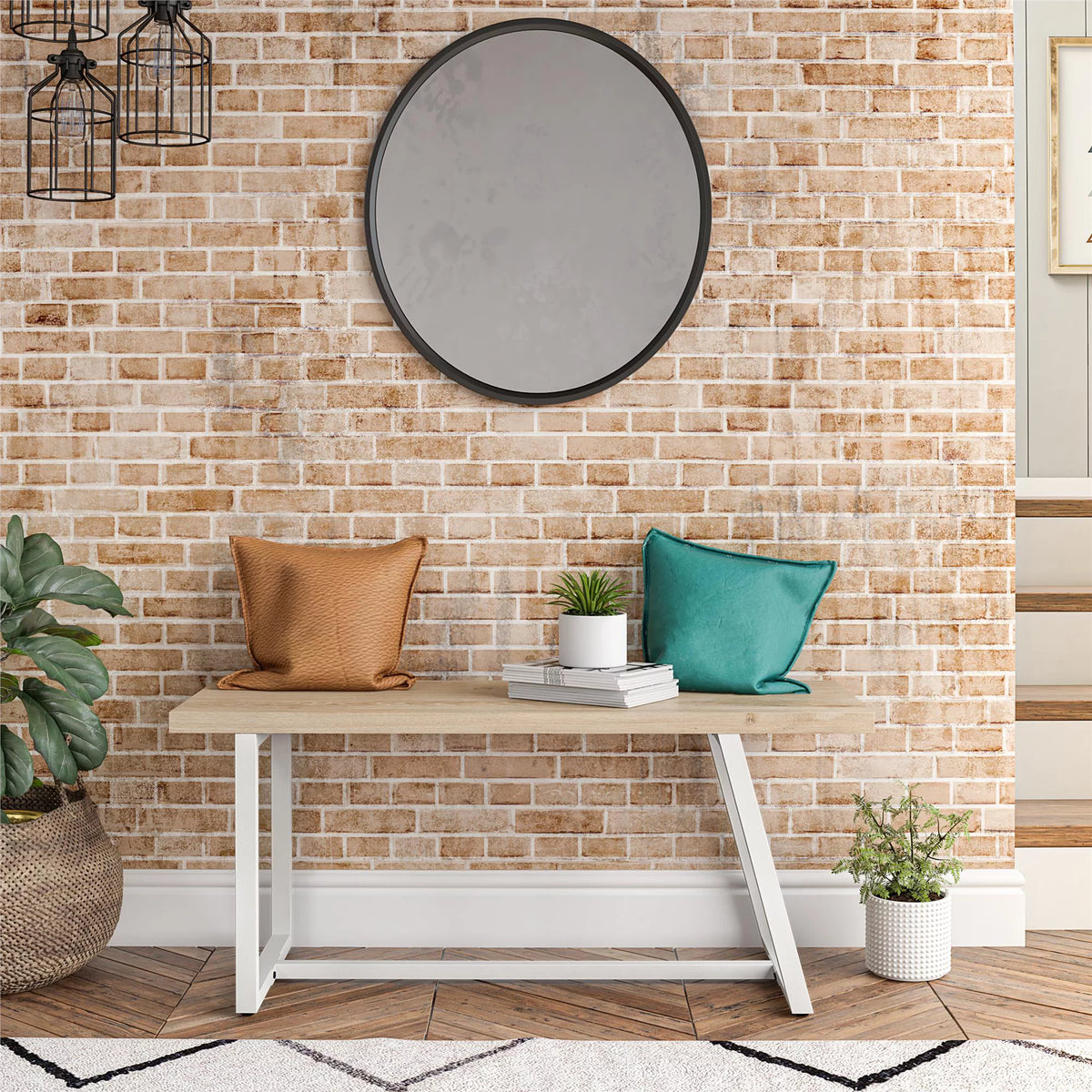 White Entryway Bench J480218
