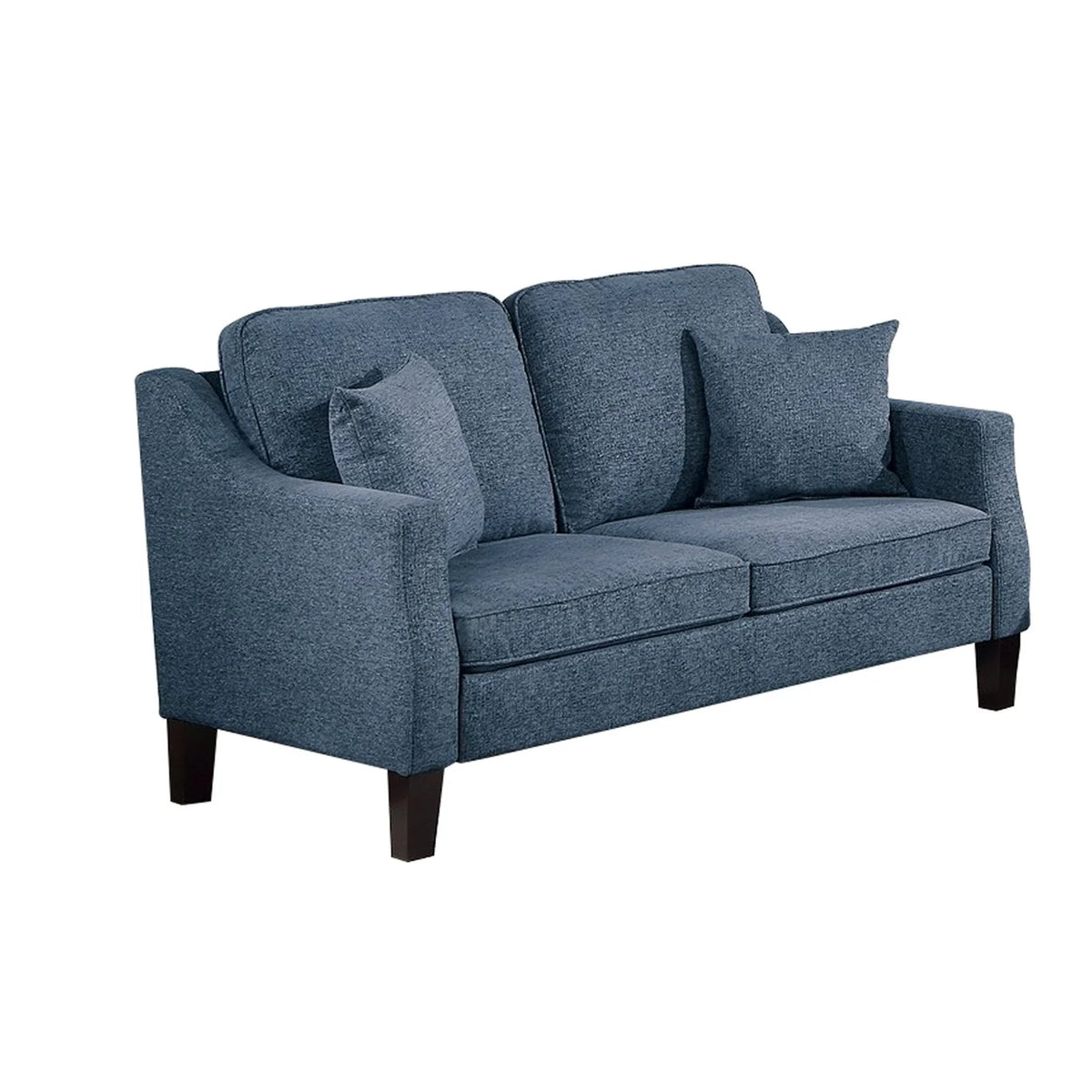 2 Piece Sofa and Loveseat Set with 4 Throw Pillows Navy Blue I756