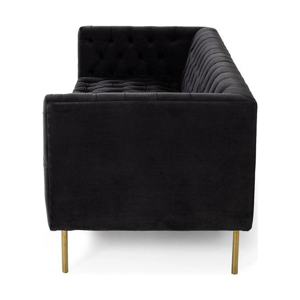 Dark Gray Gold Velvet Solid Wood Sofa H67676