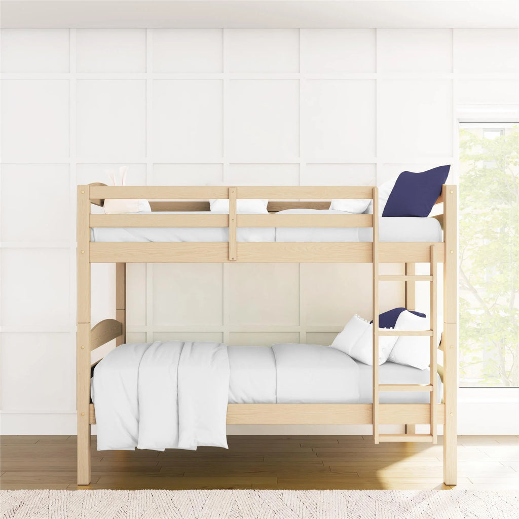 Solid Wood Twin-over-Twin Convertible Bunk Bed Y8559