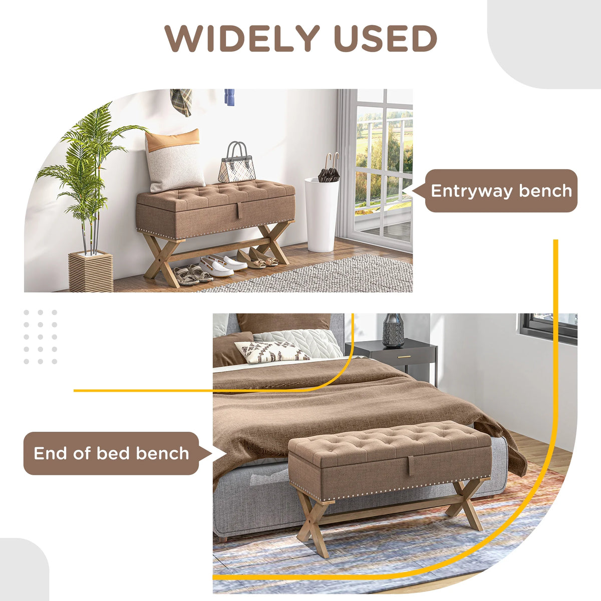 Upholstered Bench with Wood Legs Z17196