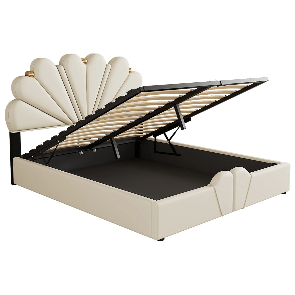 Queen Size Beige Platform Bed N3199