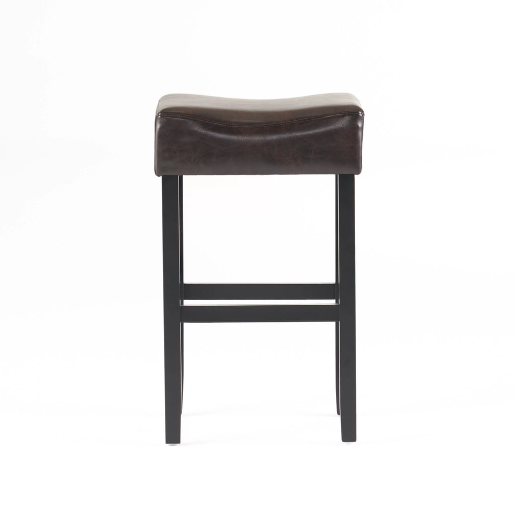 Brown Bonded Leather Backless Bar Stool Set of 2 U248