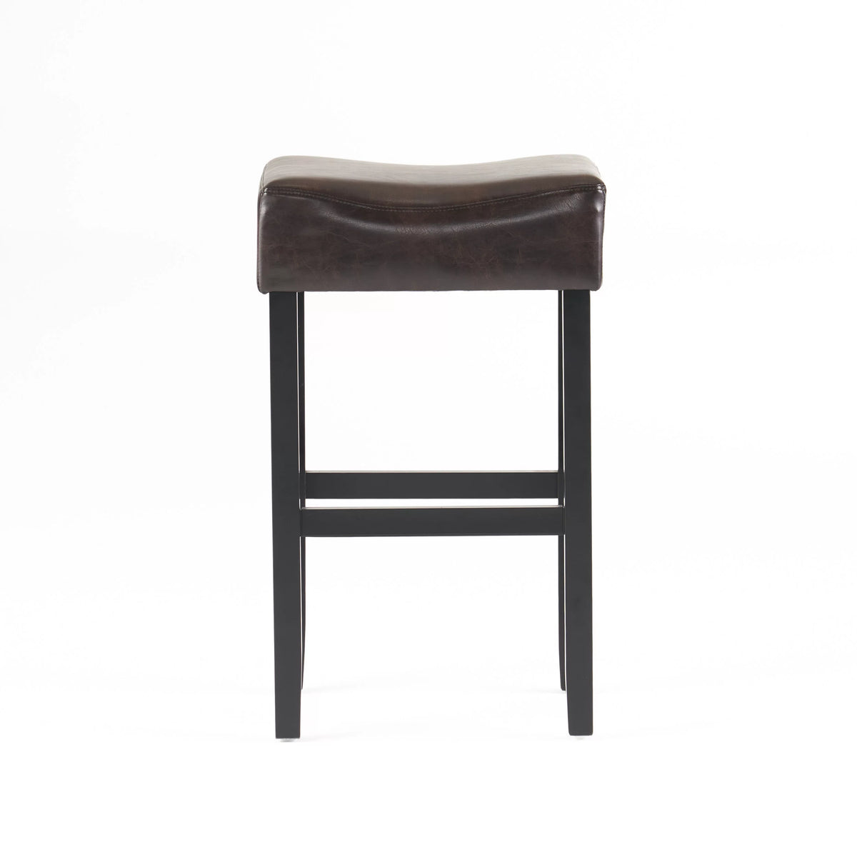 Brown Bonded Leather Backless Bar Stool Set of 2 U248