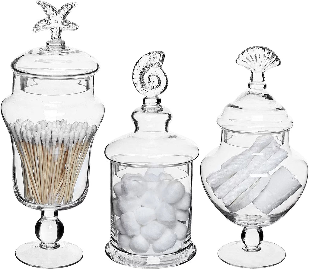 Clear Glass Set of 3 Apothecary Jars P5306