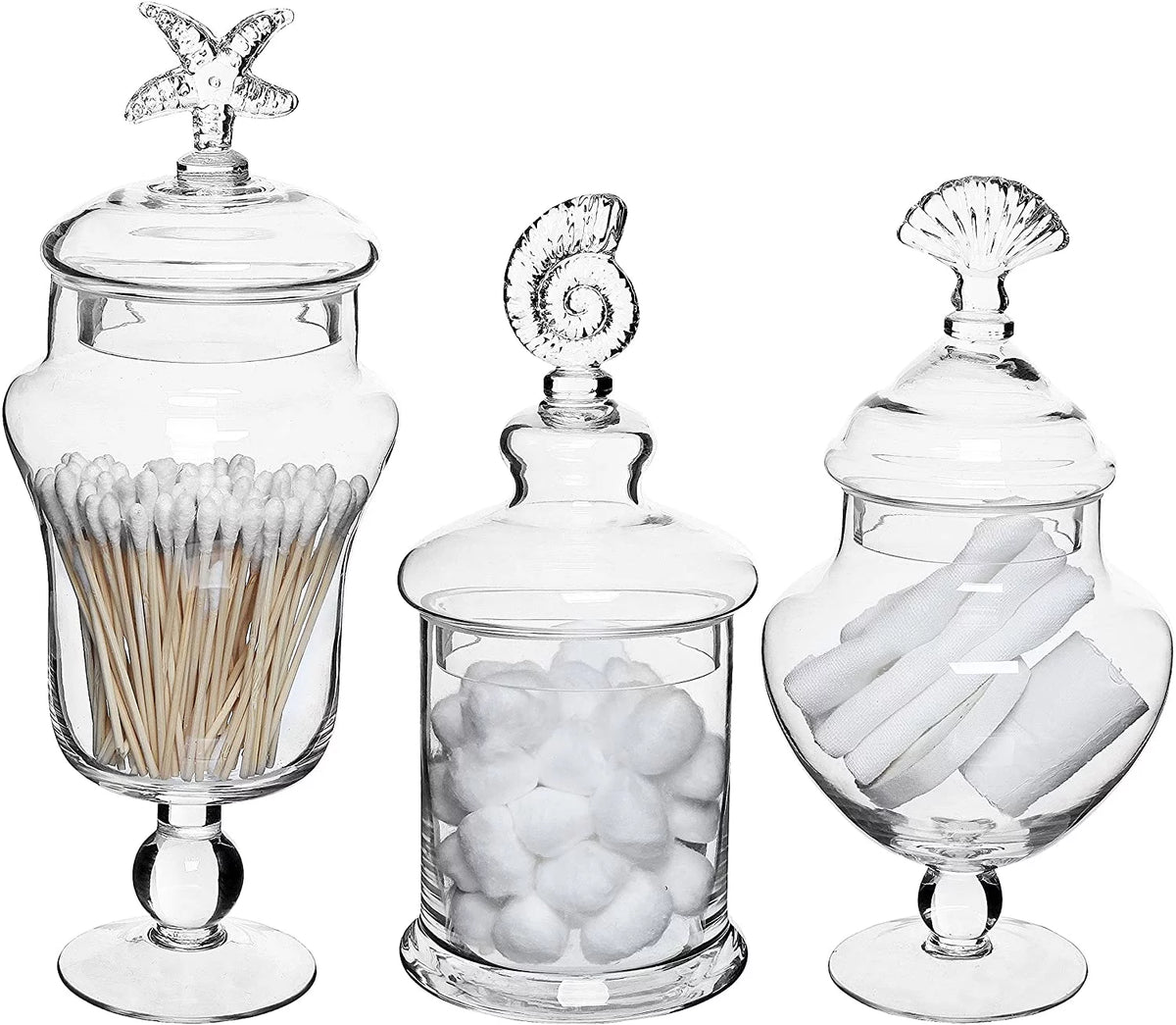 Clear Glass Set of 3 Apothecary Jars P5306