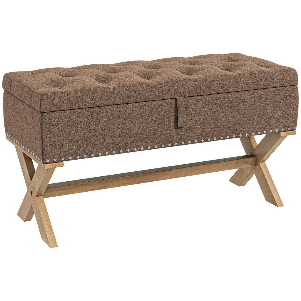 Upholstered Bench with Wood Legs Z17196