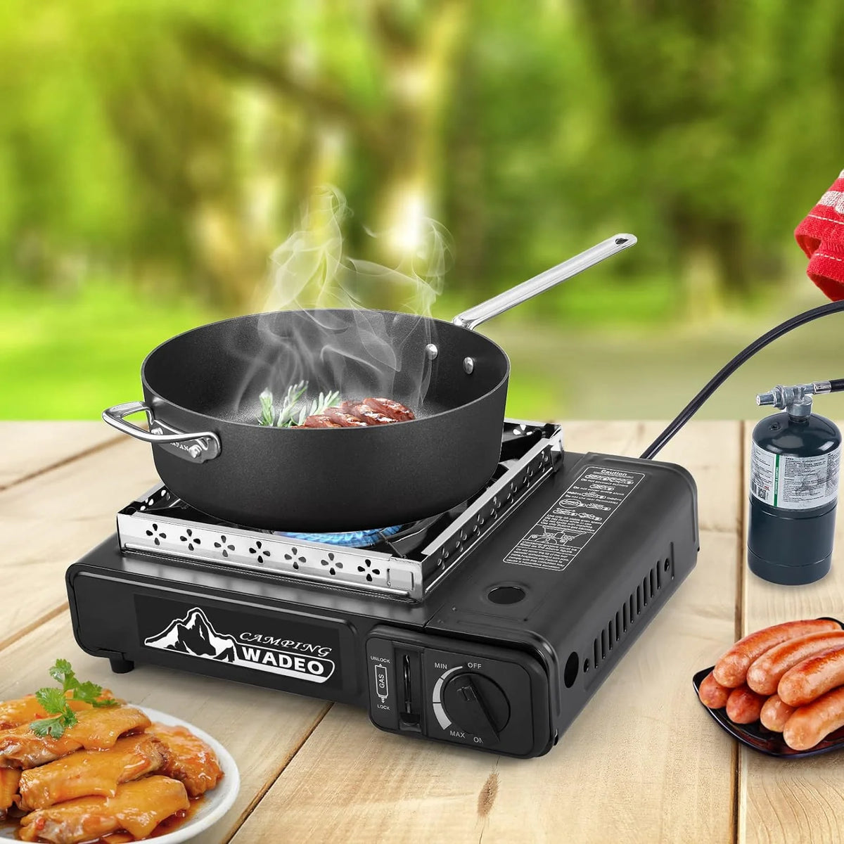 Portable Dual Fuel Camping Stove with Propane Regulator Hose Y95240
