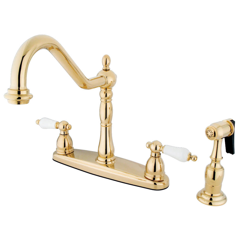 Polished Brass Kitchen Faucet with Sprayer M1166