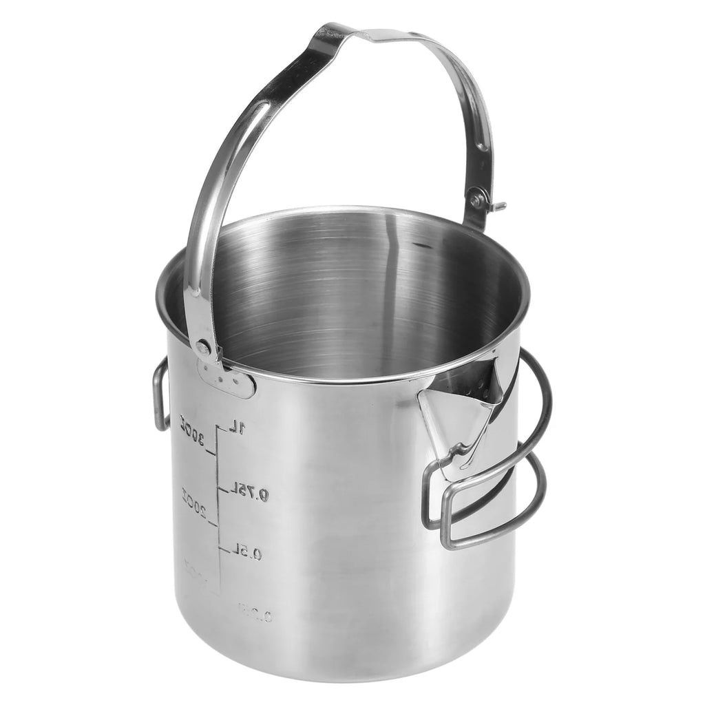 1L Stainless Steel Camping Kettle with Foldable Handle Z717
