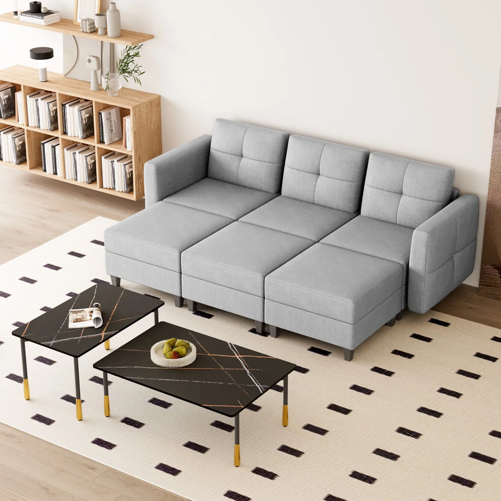 Gray Modular Sectional Sofa with Storage T9645