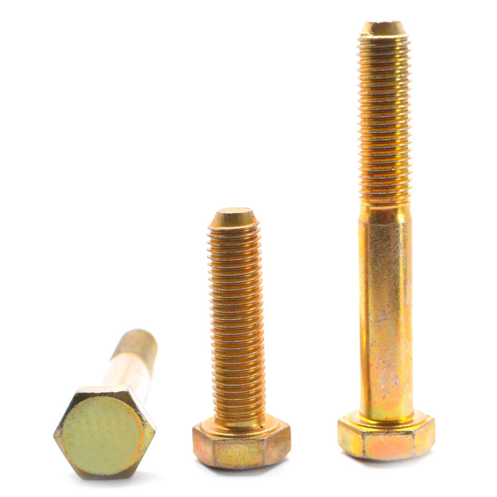 22 x 3 1/2 Grade 5 Hex Cap Screw Medium Carbon Steel Yellow Zinc Plated S5906