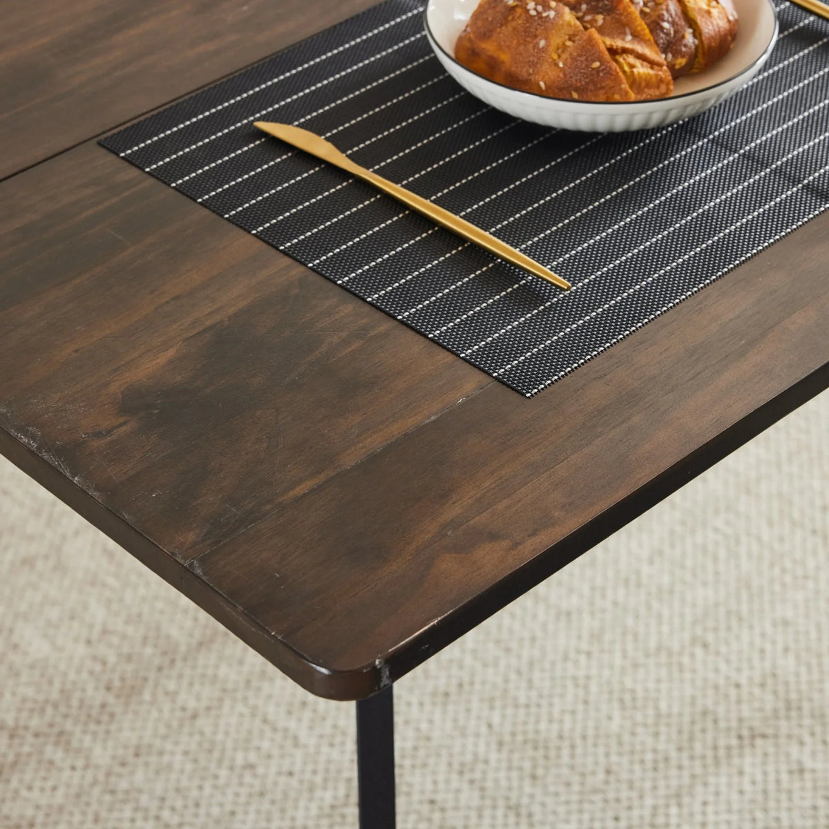 Black Faux Marble Dining Table Set for 6 S86837