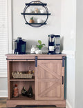 Brown Oak Kitchen Storage Cabinet with Sliding Door L270