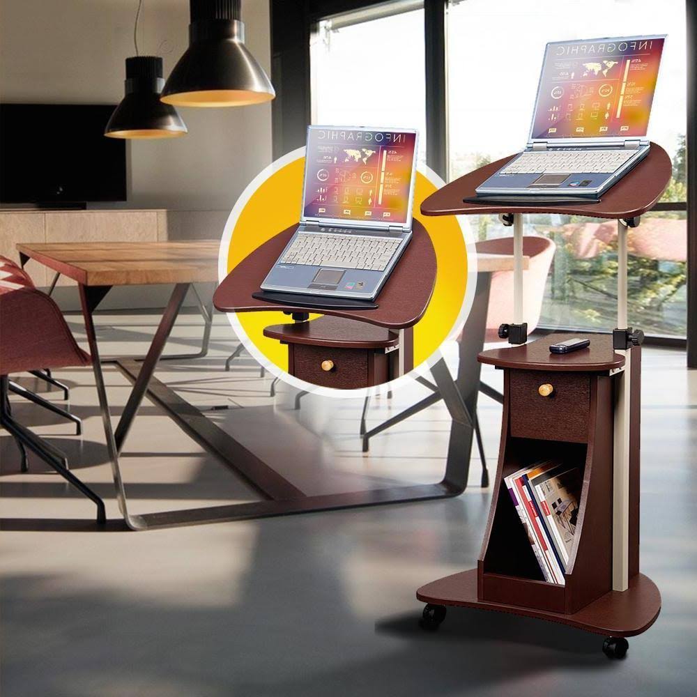 Rolling Adjustable Laptop Cart with Storage Black R518