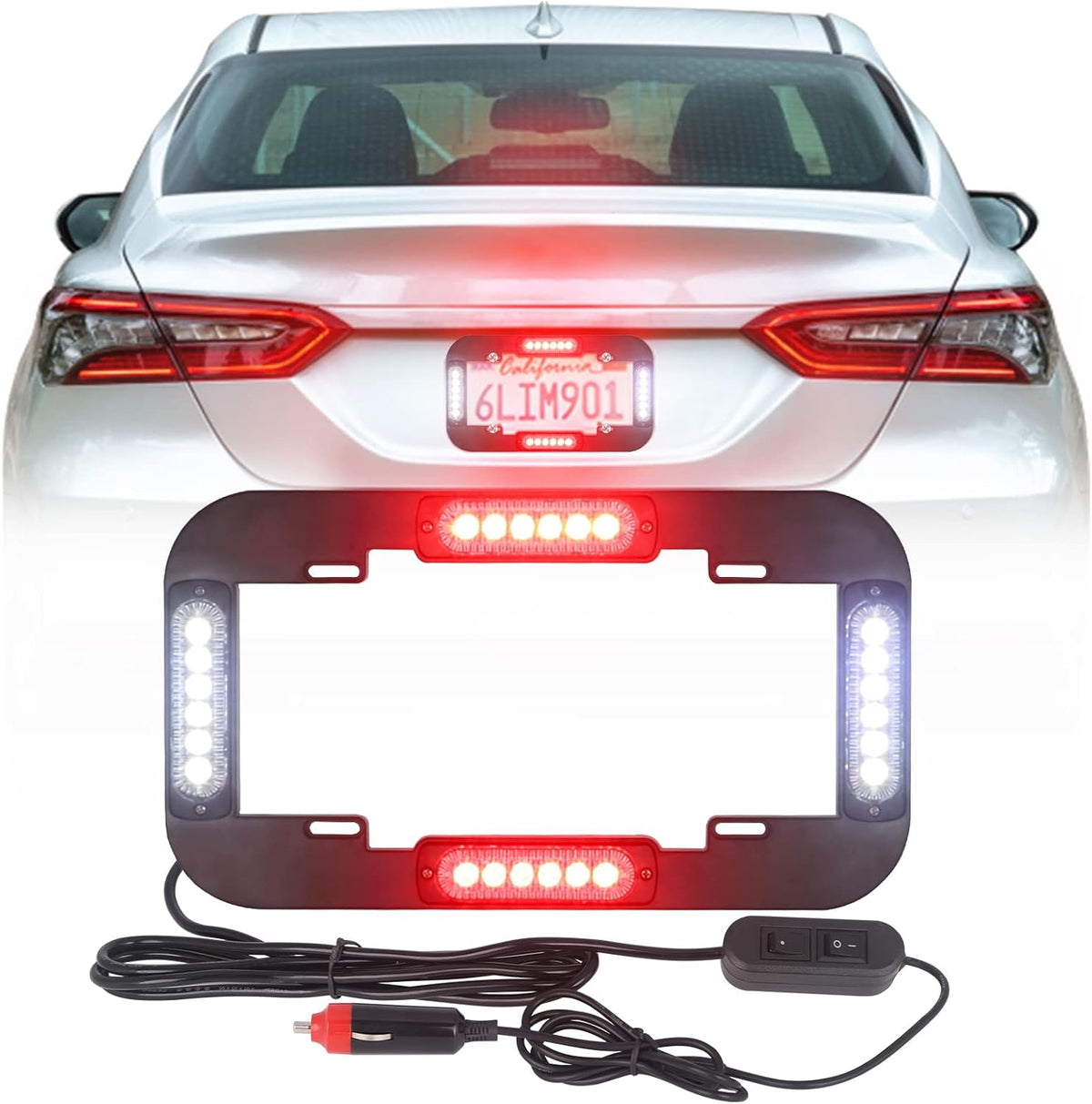 Amber and White 13.5 inch 24 LED Emergency Strobe Lights Pack of 2 T3318