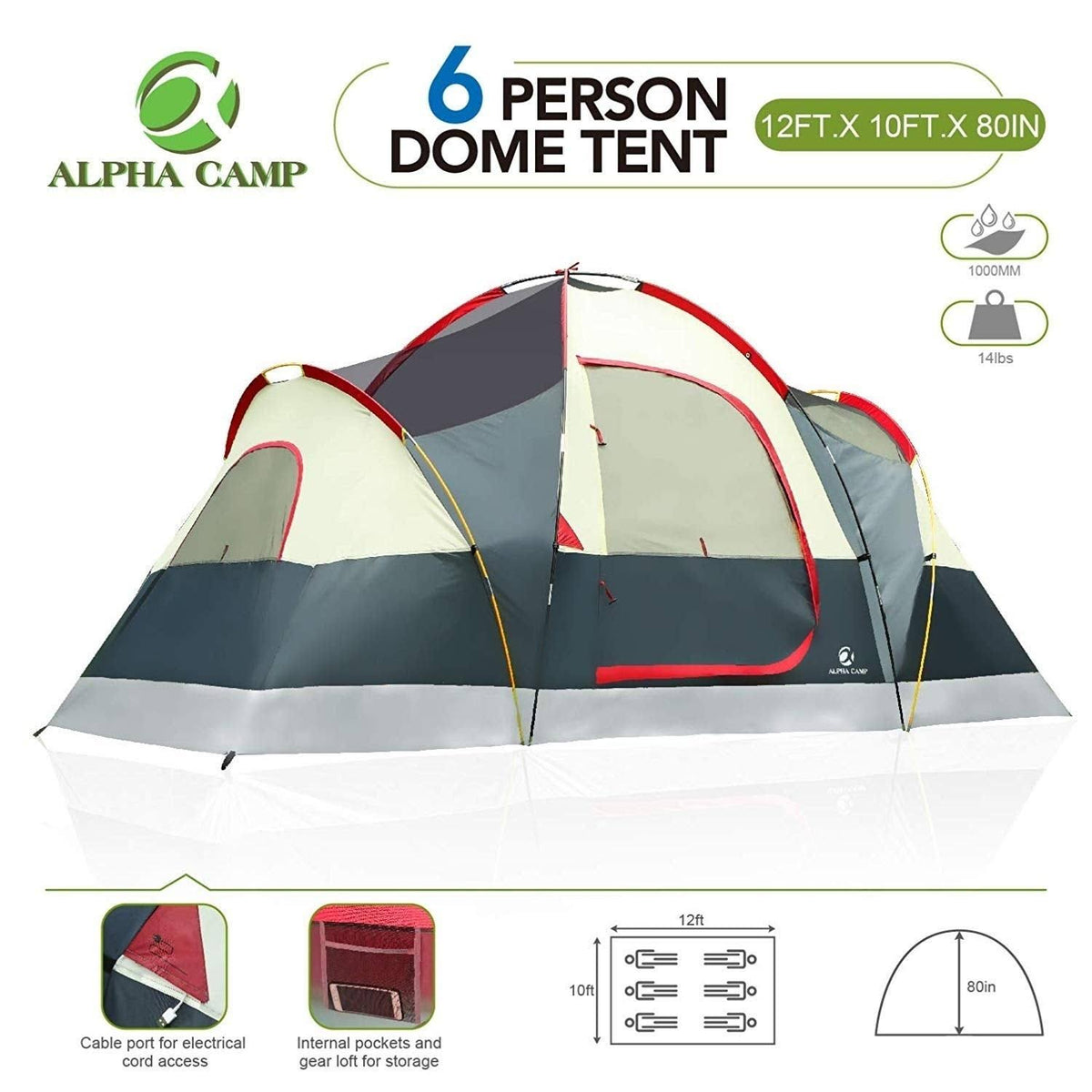 6 Person Camping Tent X39317