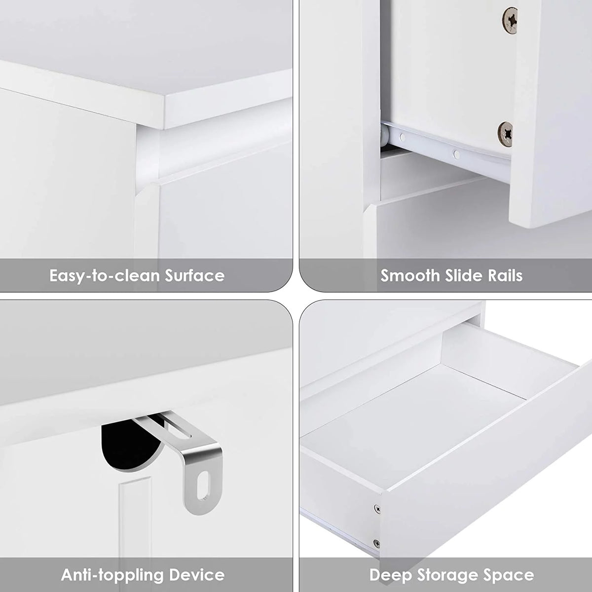 White 5 Drawer Wood Dresser R182