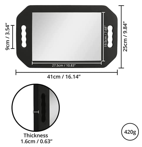 Large Rectangular Hand Mirror with Double Handle P682