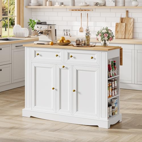 White Kitchen Island with Storage H38734