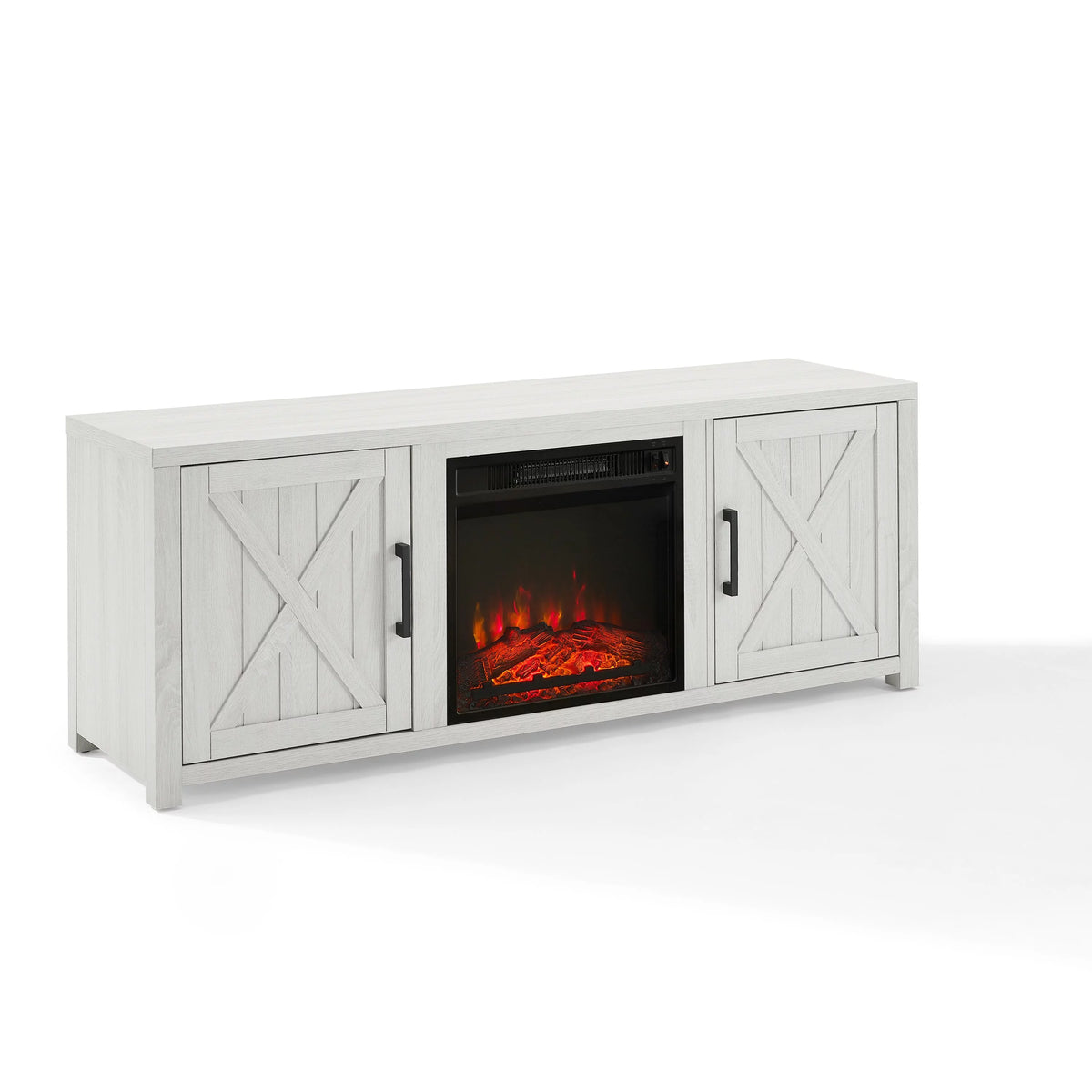 White Wood TV Stand with Fireplace Z496632