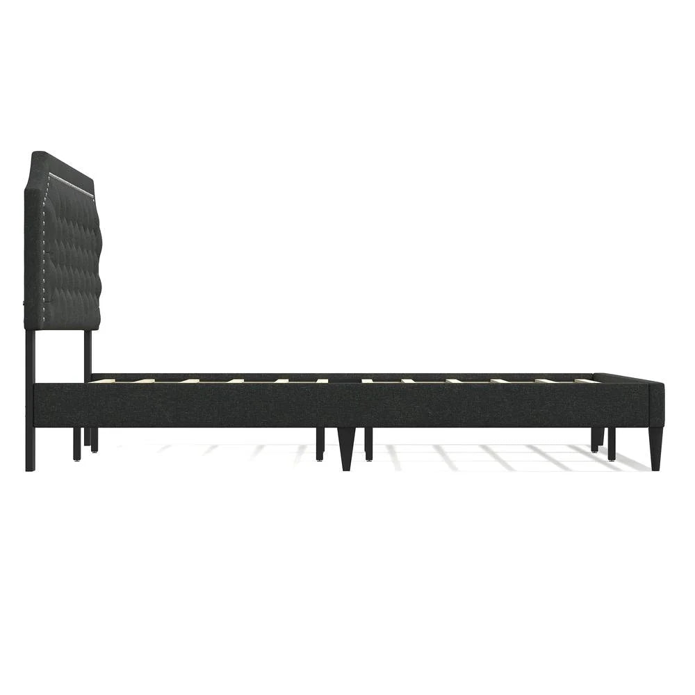 Gray California King Upholstered Platform Bed E148920