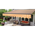 16x10 ft Multi-Striped Yellow Retractable Patio Awning Q3253