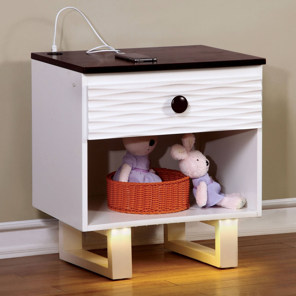 White Solid Wood 1 Drawer Nightstand P683793